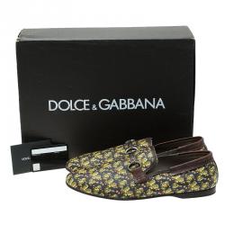 Dolce and Gabbana Green Cactus Canvas and Leather Amalfi Slip-Ons Size 43