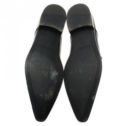 Pre Owned Dolce and Gabbana Black Patent Pointed Lace Up Derby Size 44