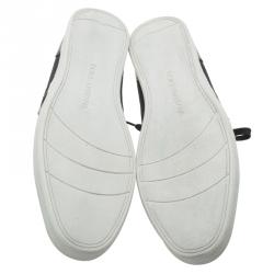 مملوكة مسبقًا حذاء رياضي دولتشي أند غابانا جلد أسود ودينيم بلوحة ب الشعار مقاس 45