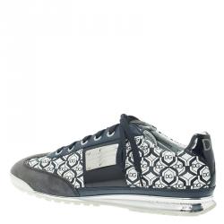 مملوكة مسبقًا حذاء رياضي دولتشي أند غابانا سويدي أزرق كحلي وجلد بالشعار المطبوع مقاس 44