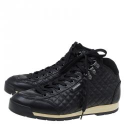 Pre Owned Dolce and Gabbana Black Quilted Leather Hi Top Trainer Sneakers Size 42