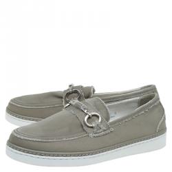 Pre Owned Dolce and Gabbana Fatigue Green Fabric Loafers Size 40