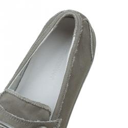 Pre Owned Dolce and Gabbana Fatigue Green Fabric Loafers Size 40