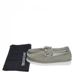 Pre Owned Dolce and Gabbana Fatigue Green Fabric Loafers Size 40