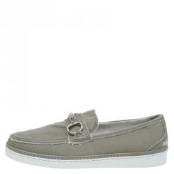 Dolce and Gabbana Fatigue Green Fabric Loafers Size 42