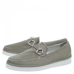 Dolce and Gabbana Fatigue Green Fabric Loafers Size 42