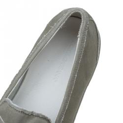 Dolce and Gabbana Fatigue Green Fabric Loafers Size 42