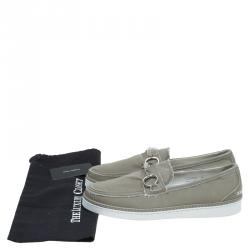 Dolce and Gabbana Fatigue Green Fabric Loafers Size 42