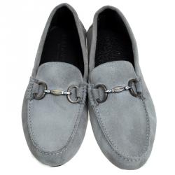 Pre Owned Dolce and Gabbana Grey Suede Boat Moccasins Loafers Size 41