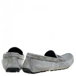 Pre Owned Dolce and Gabbana Grey Suede Boat Moccasins Loafers Size 41