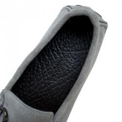 Pre Owned Dolce and Gabbana Grey Suede Boat Moccasins Loafers Size 41