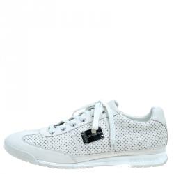 Pre Owned حذاء رياضي دولتشي آند غابانا جلد كريمي مثقب مقاس 44