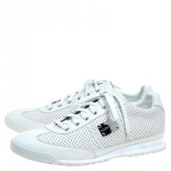 Pre Owned حذاء رياضي دولتشي آند غابانا جلد كريمي مثقب مقاس 44