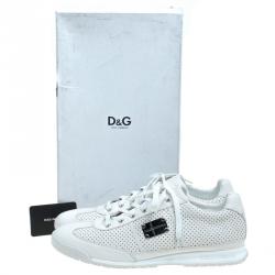 Pre Owned حذاء رياضي دولتشي آند غابانا جلد كريمي مثقب مقاس 44