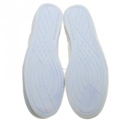 مملوكة مسبقًا Dolce and Gabbana White/Grey Leather and Suede High Top Sneakers Size 44