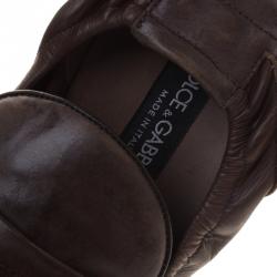 Pre Owned حذاء بيني لوفرز دولتشي آند غابانا جلد بني مقاس 40.5