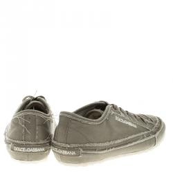 Pre Owned حذاء رياضي دولتشي أند غابانا أربطة كانفاس رصاصية مقاس 41