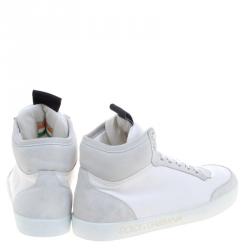 Pre Owned حذاء رياضي دولتشي آند غابانا جلد وسويدي ثنائي اللون رقبة مرتفعة مقاس 40.5