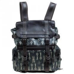 Dolce and Gabbana Brown Coated Canvas and Leather Trimmed Backpack
