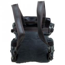 Dolce and Gabbana Brown Coated Canvas and Leather Trimmed Backpack