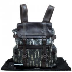 Dolce and Gabbana Brown Coated Canvas and Leather Trimmed Backpack