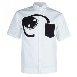 DSquared2 Monochrome Printed Short Sleeve Button Down Cotton Shirt XXL