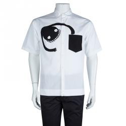 DSquared2 Monochrome Printed Short Sleeve Button Down Cotton Shirt XXL