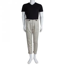 DSquared2 Beige Cotton Faux Boxer Waist Detail Chinos XS 