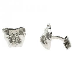 Pre Owned Alfred Dunhill Iconic Bulldog Silver Cufflinks