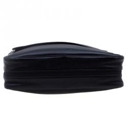 Dunhill Black Pebbled Leather Flap Messenger Bag