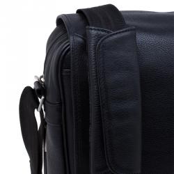 Dunhill Black Pebbled Leather Flap Messenger Bag