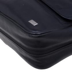Dunhill Black Pebbled Leather Flap Messenger Bag