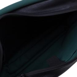 Dunhill Black Pebbled Leather Flap Messenger Bag