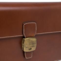 Pre Owned Dunhill Brown Leather Vintage Clutch Bag