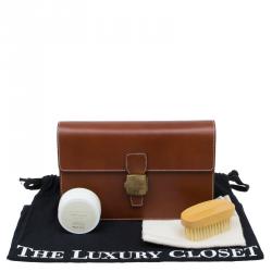 Pre Owned Dunhill Brown Leather Vintage Clutch Bag