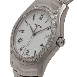 Pre Owned Ebel Mother of Pearl Stainless Steel Diamond Classic Men's Wristwatch 36MM