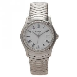 Pre Owned Ebel Mother of Pearl Stainless Steel Diamond Classic Men's Wristwatch 36MM