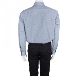 Pre Owned Elie Tahari Blue Checkered Long Sleeve Button Front Shirt L