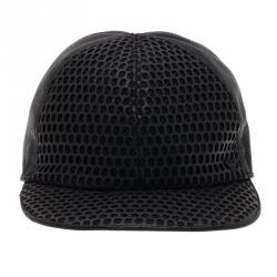 Pre Owned Emporio Armani Black Leather Cap Size S