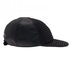 Pre Owned Emporio Armani Black Leather Cap Size S
