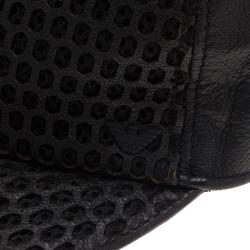 Pre Owned Emporio Armani Black Leather Cap Size S