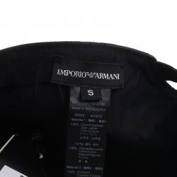Pre Owned Emporio Armani Black Leather Cap Size S