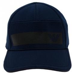 Pre Owned Emporio Armani Blue and Black Ribbed Logo Cap Size L- XL