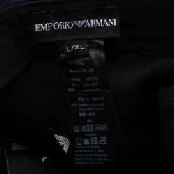 Pre Owned Emporio Armani Blue and Black Ribbed Logo Cap Size L- XL