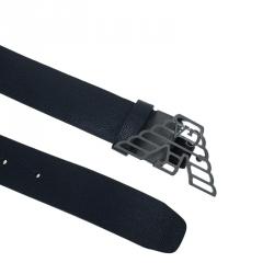 Emporio Armani Navy Blue Saffiano Leather Eagle Buckle One Size Belt 