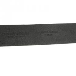 Pre Owned Emporio Armani Black Leather Logo Buckle Belt 115 CM