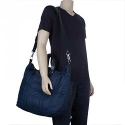 Pre Owned Emporio Armani Navy Blue Nylon Padded Shopper Tote