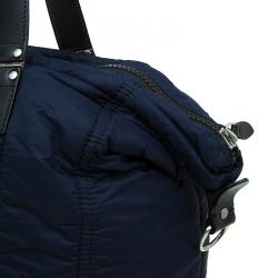 Pre Owned Emporio Armani Navy Blue Nylon Padded Shopper Tote