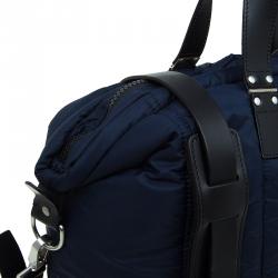 Pre Owned Emporio Armani Navy Blue Nylon Padded Shopper Tote