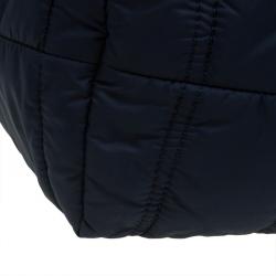 Pre Owned Emporio Armani Navy Blue Nylon Padded Shopper Tote